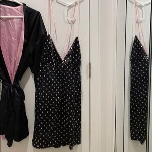 Seven ‘til Midnight black with pink polka dots set